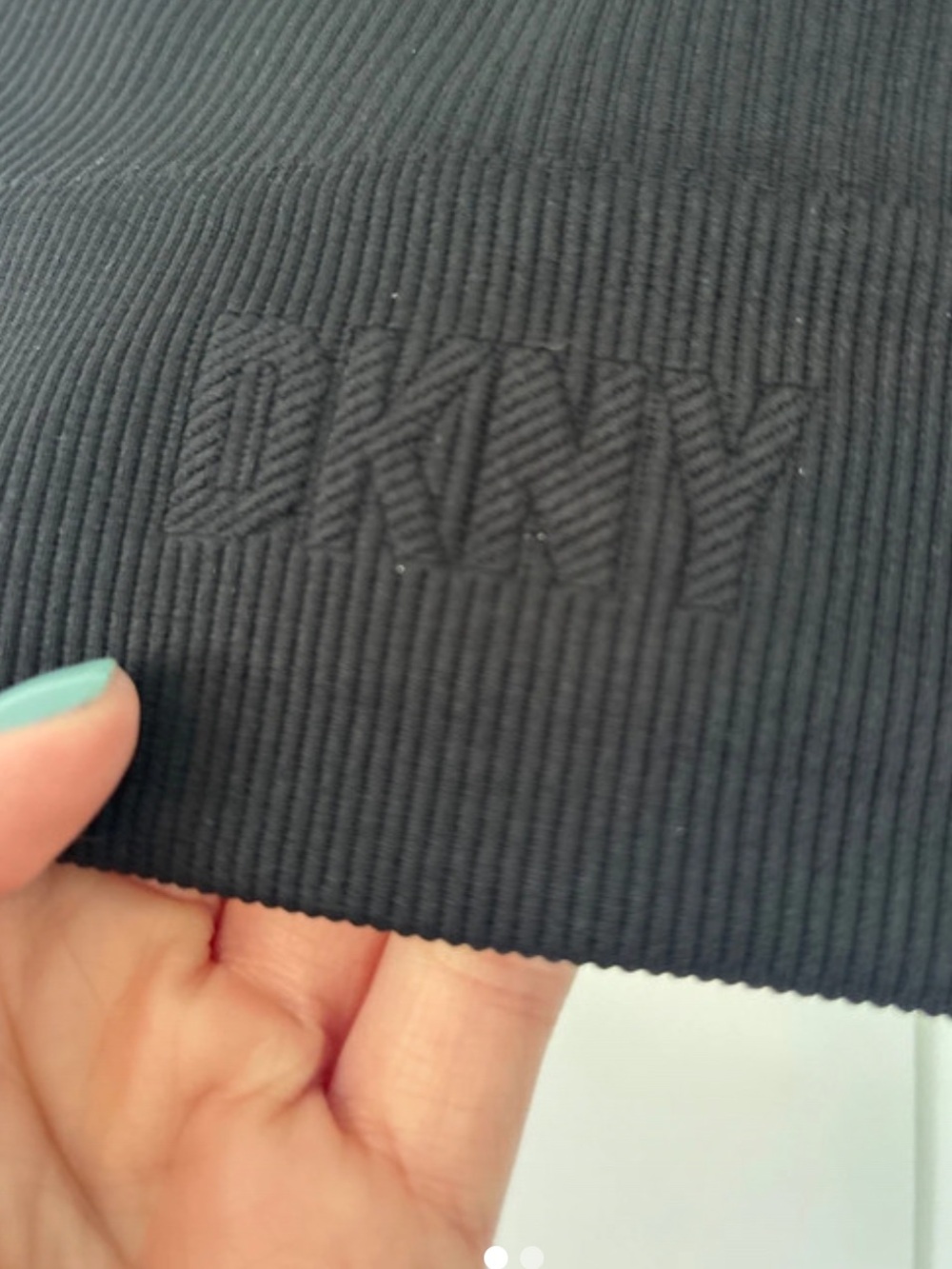 DKNY Black Ribbed Sports Bra with Tone-on-Tone Logo